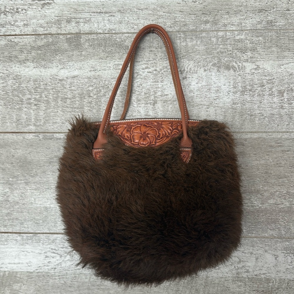 Beautiful handmade purse made out of buffalo hide fur